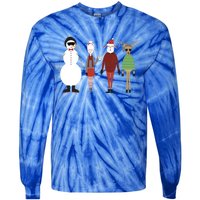 Xmas Hipster Santa And Mrs Claus Snow Rudy Reindeer Gift Tie-Dye Long Sleeve Shirt