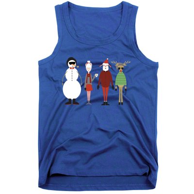 Xmas Hipster Santa And Mrs Claus Snow Rudy Reindeer Gift Tank Top