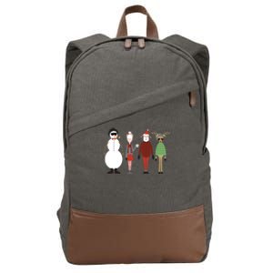 Xmas Hipster Santa And Mrs Claus Snow Rudy Reindeer Gift Cotton Canvas Backpack