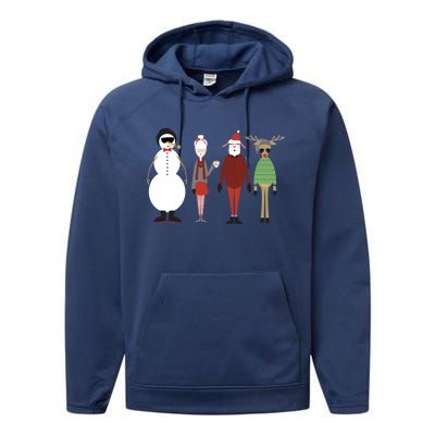 Xmas Hipster Santa And Mrs Claus Snow Rudy Reindeer Gift Performance Fleece Hoodie