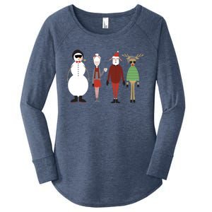 Xmas Hipster Santa And Mrs Claus Snow Rudy Reindeer Gift Women's Perfect Tri Tunic Long Sleeve Shirt