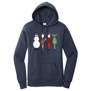 Xmas Hipster Santa And Mrs Claus Snow Rudy Reindeer Gift Women's Pullover Hoodie