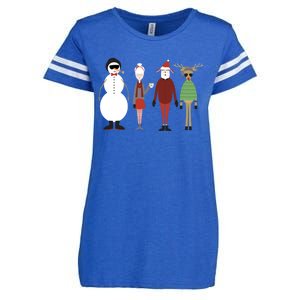 Xmas Hipster Santa And Mrs Claus Snow Rudy Reindeer Gift Enza Ladies Jersey Football T-Shirt