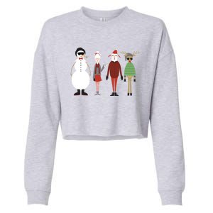 Xmas Hipster Santa And Mrs Claus Snow Rudy Reindeer Gift Cropped Pullover Crew