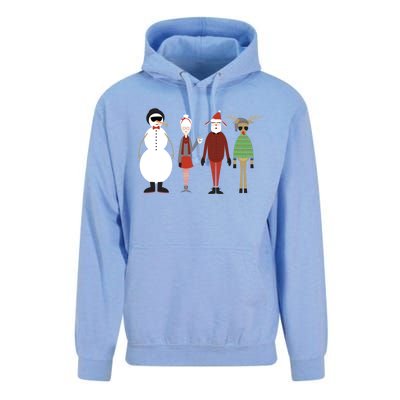 Xmas Hipster Santa And Mrs Claus Snow Rudy Reindeer Gift Unisex Surf Hoodie