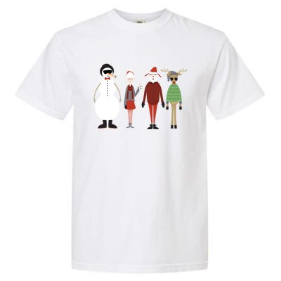 Xmas Hipster Santa And Mrs Claus Snow Rudy Reindeer Gift Garment-Dyed Heavyweight T-Shirt