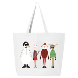 Xmas Hipster Santa And Mrs Claus Snow Rudy Reindeer Gift 25L Jumbo Tote