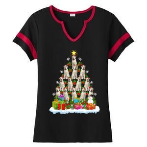 Xmas Holiday Santa Labrador Retriever Dog Christmas Tree Gift Ladies Halftime Notch Neck Tee