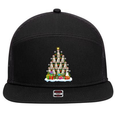 Xmas Holiday Santa Labrador Retriever Dog Christmas Tree Gift 7 Panel Mesh Trucker Snapback Hat