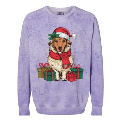 Xmas Holiday Santa Hat Anatolian Shepherd Dog Christmas Colorblast Crewneck Sweatshirt