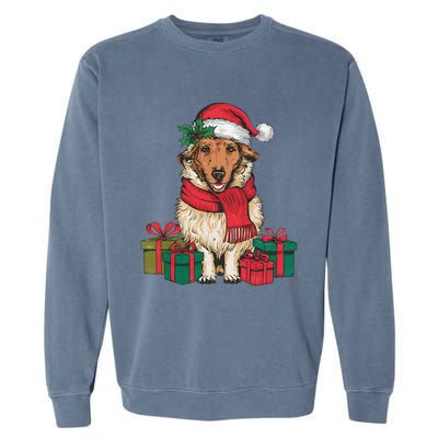 Xmas Holiday Santa Hat Anatolian Shepherd Dog Christmas Garment-Dyed Sweatshirt