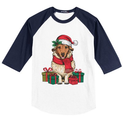 Xmas Holiday Santa Hat Anatolian Shepherd Dog Christmas Baseball Sleeve Shirt