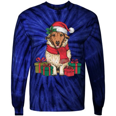 Xmas Holiday Santa Hat Anatolian Shepherd Dog Christmas Tie-Dye Long Sleeve Shirt