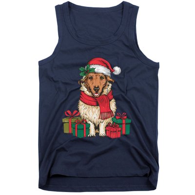 Xmas Holiday Santa Hat Anatolian Shepherd Dog Christmas Tank Top