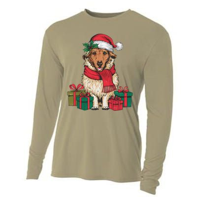 Xmas Holiday Santa Hat Anatolian Shepherd Dog Christmas Cooling Performance Long Sleeve Crew