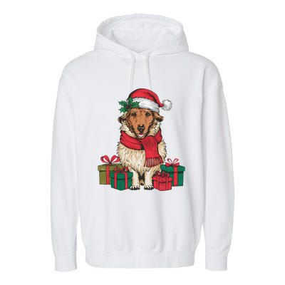 Xmas Holiday Santa Hat Anatolian Shepherd Dog Christmas Garment-Dyed Fleece Hoodie