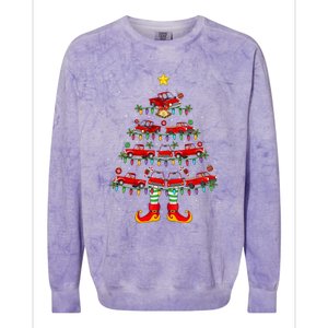 Xmas Holiday Santa Lights Red Truck Christmas Tree Gift Colorblast Crewneck Sweatshirt