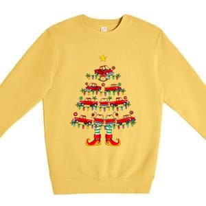 Xmas Holiday Santa Lights Red Truck Christmas Tree Gift Premium Crewneck Sweatshirt