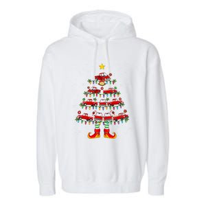 Xmas Holiday Santa Lights Red Truck Christmas Tree Gift Garment-Dyed Fleece Hoodie