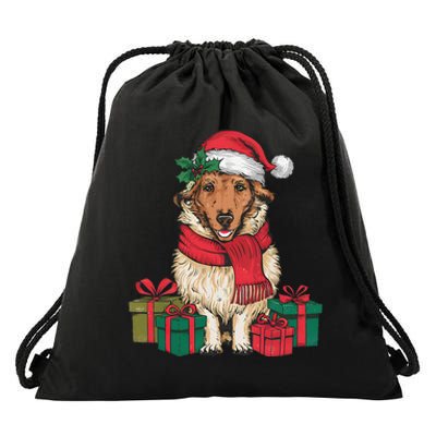 Xmas Holiday Santa Hat Anatolian Shepherd Dog Christmas Drawstring Bag