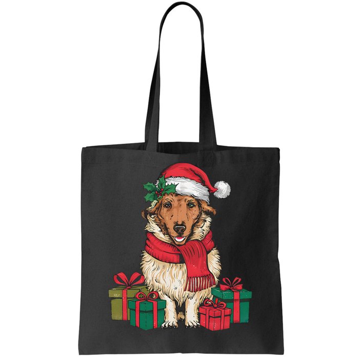 Xmas Holiday Santa Hat Anatolian Shepherd Dog Christmas Tote Bag