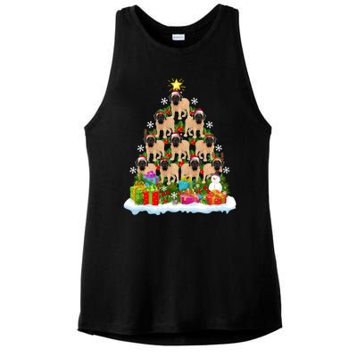 Xmas Holiday Santa English Mastiff Dog Christmas Tree Ladies PosiCharge Tri-Blend Wicking Tank