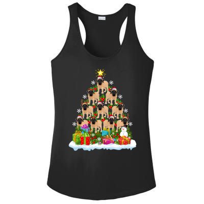 Xmas Holiday Santa English Mastiff Dog Christmas Tree Ladies PosiCharge Competitor Racerback Tank