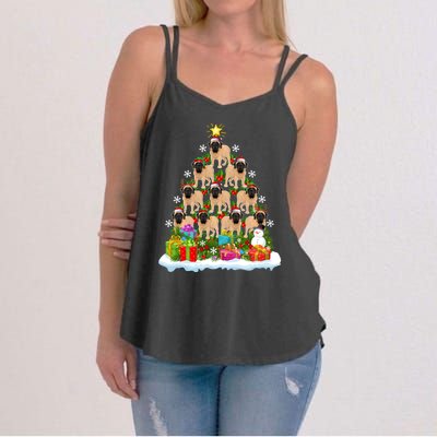 Xmas Holiday Santa English Mastiff Dog Christmas Tree Women's Strappy Tank