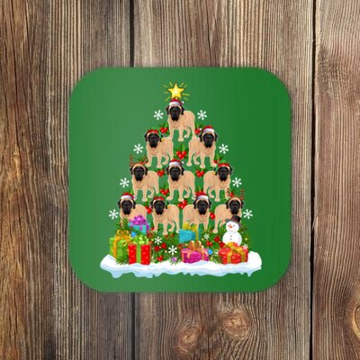 Xmas Holiday Santa English Mastiff Dog Christmas Tree Coaster