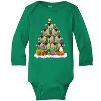 Xmas Holiday Santa English Mastiff Dog Christmas Tree Baby Long Sleeve Bodysuit