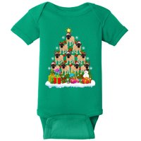 Xmas Holiday Santa English Mastiff Dog Christmas Tree Baby Bodysuit