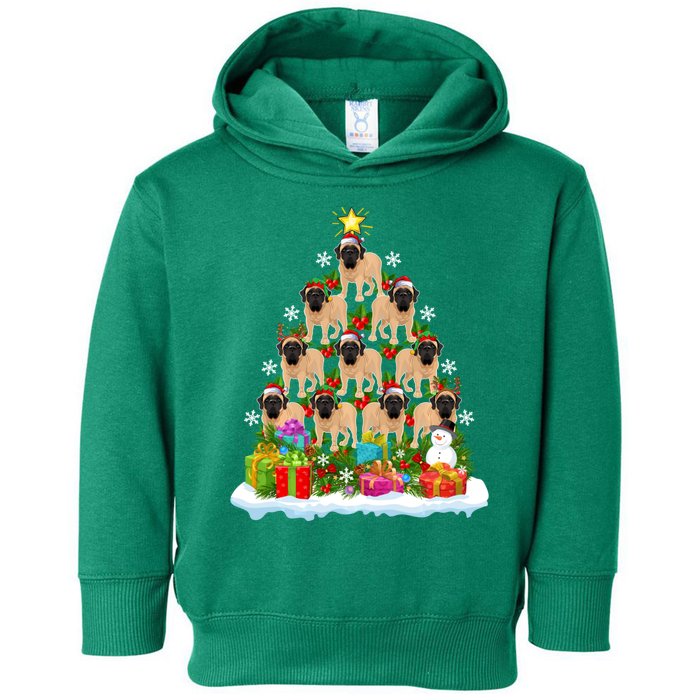 Xmas Holiday Santa English Mastiff Dog Christmas Tree Toddler Hoodie