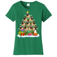 Xmas Holiday Santa English Mastiff Dog Christmas Tree Women's T-Shirt