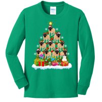 Xmas Holiday Santa English Mastiff Dog Christmas Tree Kids Long Sleeve Shirt