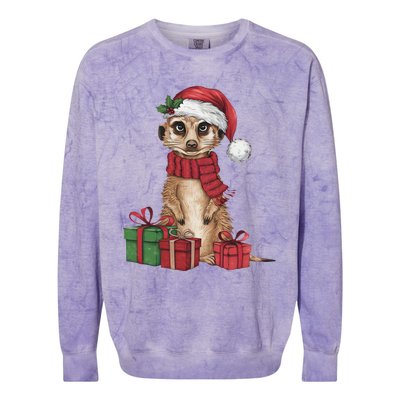 Xmas Holiday Santa Meerkat Christmas Great Gift Colorblast Crewneck Sweatshirt