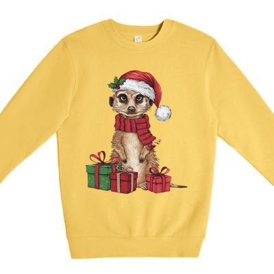 Xmas Holiday Santa Meerkat Christmas Great Gift Premium Crewneck Sweatshirt