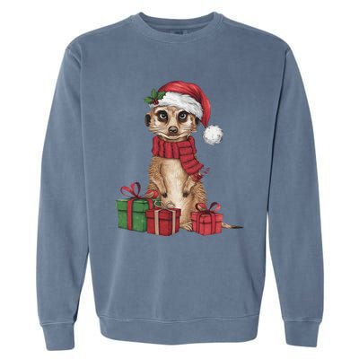 Xmas Holiday Santa Meerkat Christmas Great Gift Garment-Dyed Sweatshirt