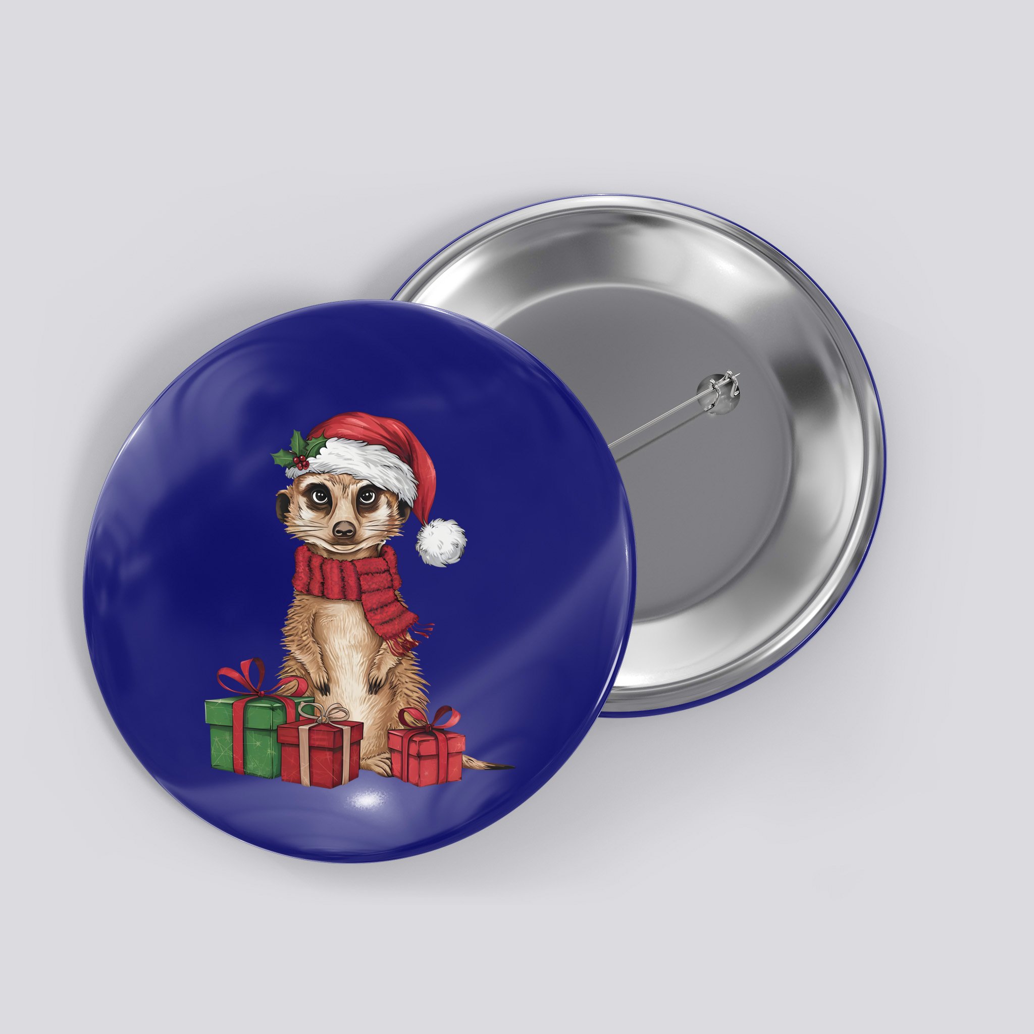 Xmas Holiday Santa Meerkat Christmas Great Gift Button