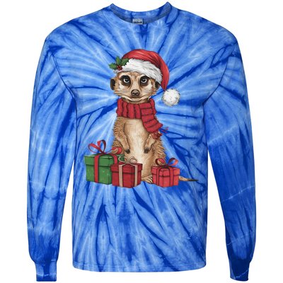 Xmas Holiday Santa Meerkat Christmas Great Gift Tie-Dye Long Sleeve Shirt