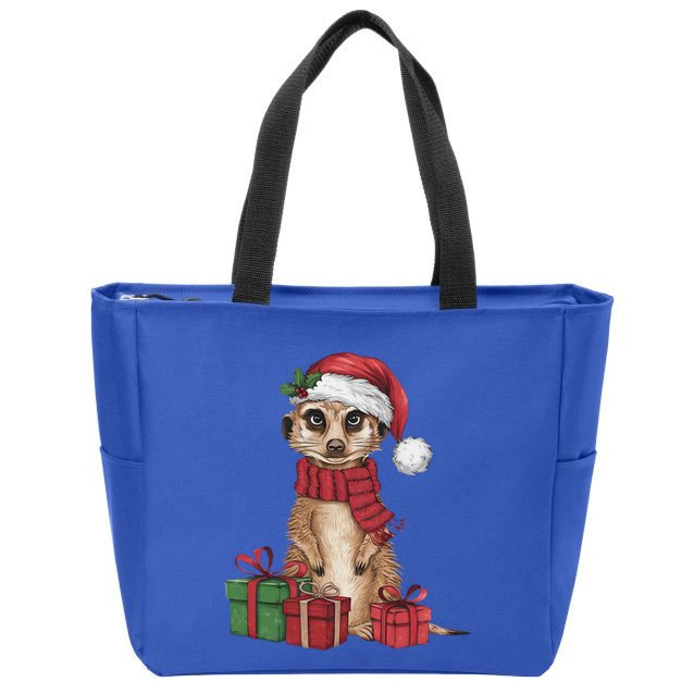Xmas Holiday Santa Meerkat Christmas Great Gift Zip Tote Bag