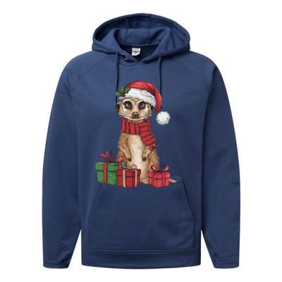 Xmas Holiday Santa Meerkat Christmas Great Gift Performance Fleece Hoodie