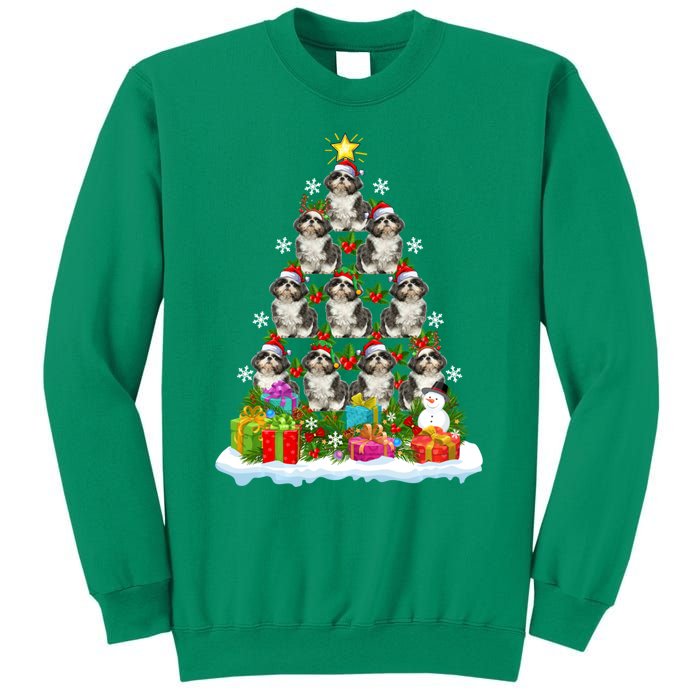 Xmas Holiday Santa Shih Tzu Dog Christmas Tree Sweatshirt