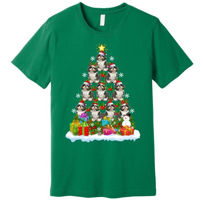 Xmas Holiday Santa Shih Tzu Dog Christmas Tree Premium T-Shirt