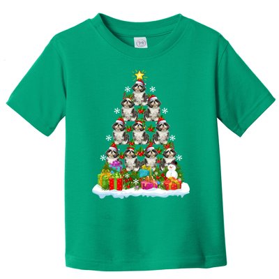 Xmas Holiday Santa Shih Tzu Dog Christmas Tree Toddler T-Shirt