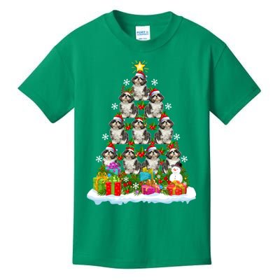 Xmas Holiday Santa Shih Tzu Dog Christmas Tree Kids T-Shirt