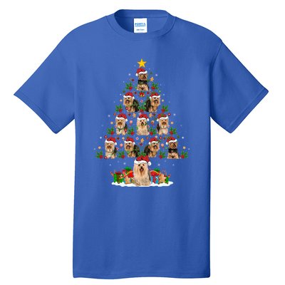 Xmas Holiday Santa Yorkshire Terrier Dog Christmas Tree Gift Tall T-Shirt