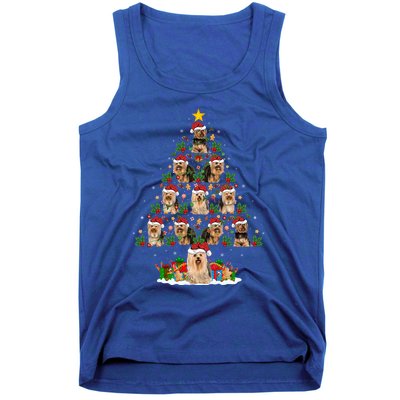 Xmas Holiday Santa Yorkshire Terrier Dog Christmas Tree Gift Tank Top