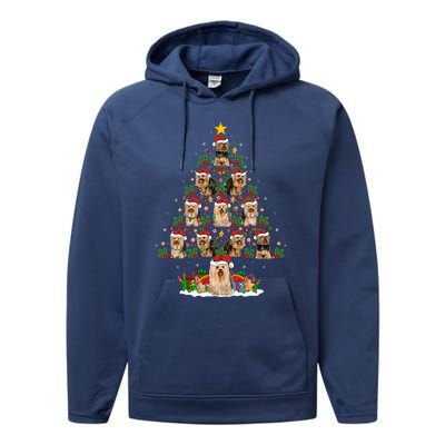 Xmas Holiday Santa Yorkshire Terrier Dog Christmas Tree Gift Performance Fleece Hoodie