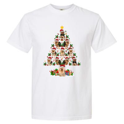 Xmas Holiday Santa Yorkshire Terrier Dog Christmas Tree Gift Garment-Dyed Heavyweight T-Shirt