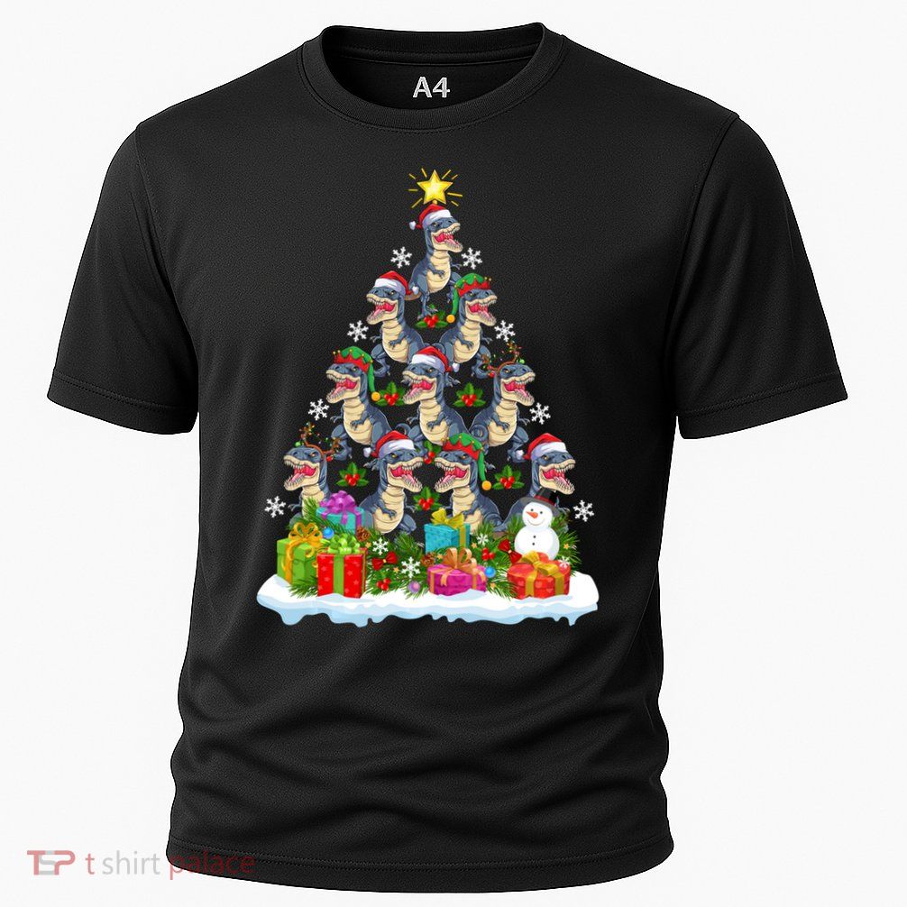 Xmas Holiday Santa TRex Dinosaur Christmas Tree Performance Shirt